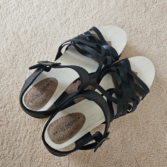 ANTHROPOLOGIE KELSI DAGGER Brooklyn Grain Ankle Strap Leather & Wooded Sandals - Picture 11 of 12